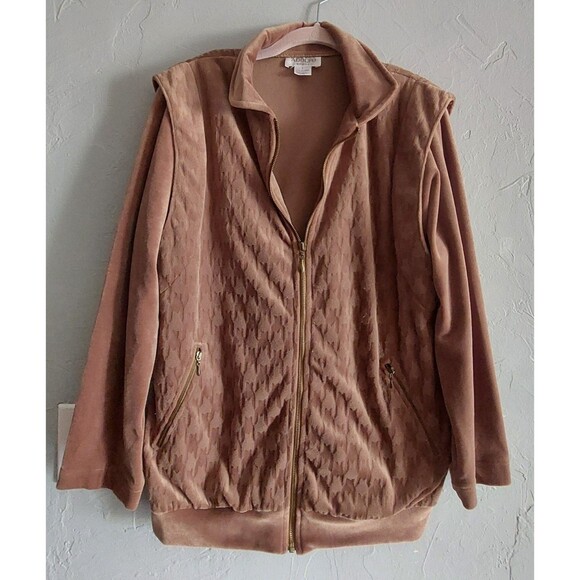 Vintage Sweater Jacket Women Size S, ADILFO SPORT ,velvet, 19 Inch Of Armp To... - Picture 3 of 11